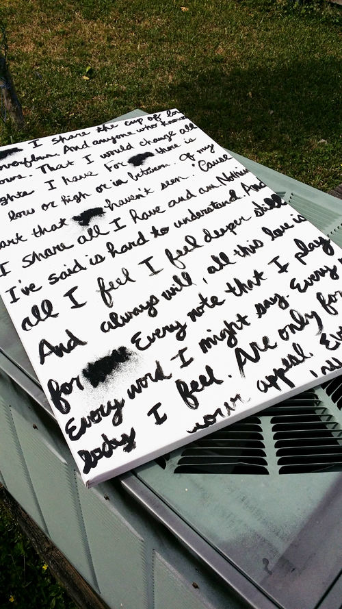 Easy DIY Canvas Board Art Using Song Lyrics Whitney J Decor