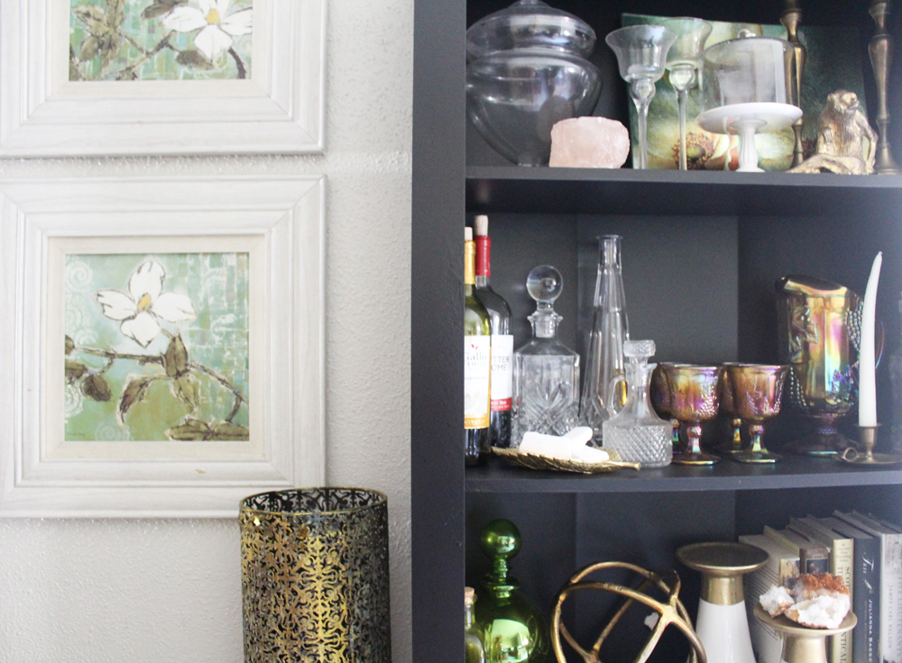 Before & After Painted Black Bookcase with Doors