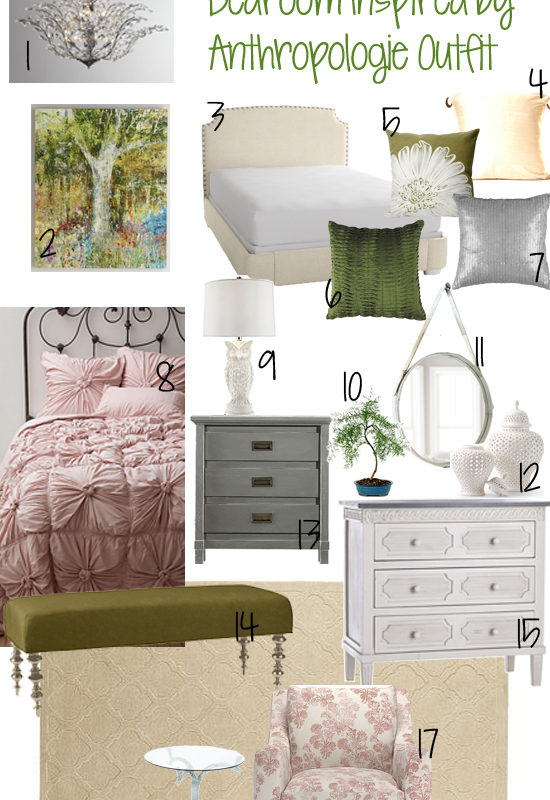 Pink and Green Design Board Inspired by Anthropologie Outfit