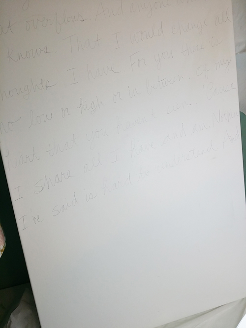 1st step: outline your words with pencil.