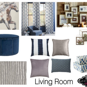 blue and gray living room transitional style