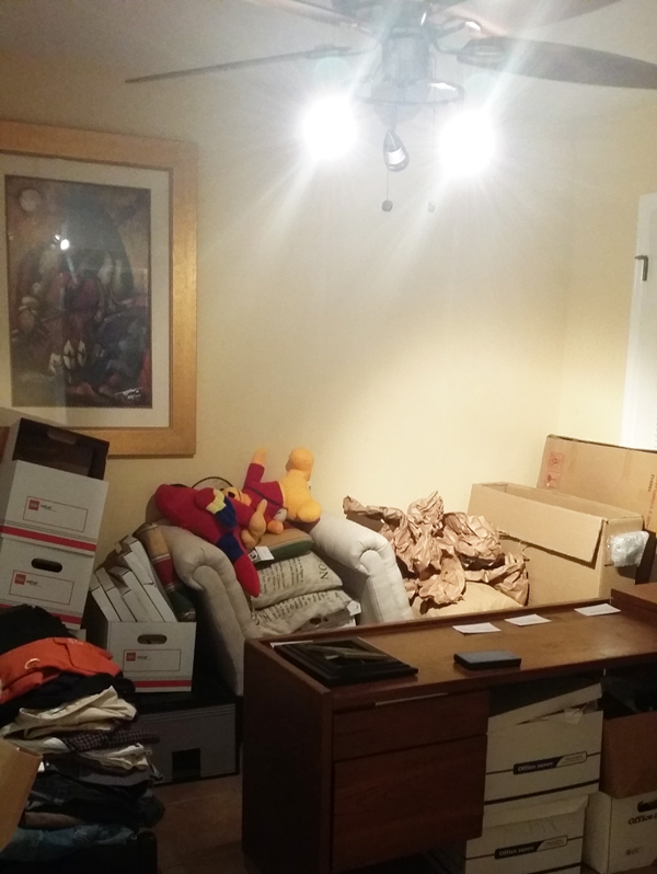 before pic of pink, glam home office