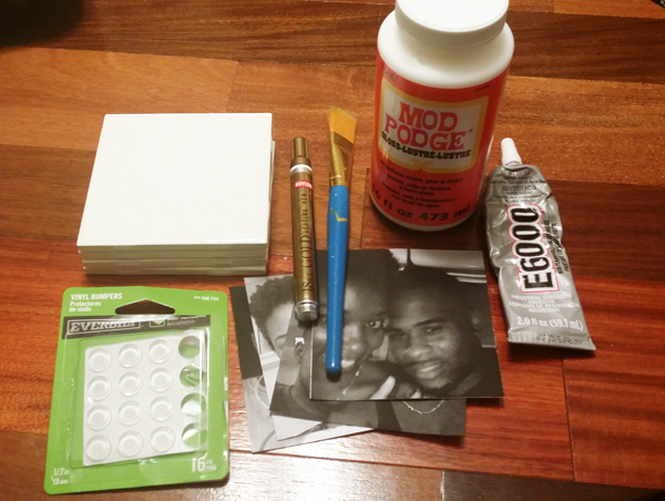 supplies needed for DIY photo coasters