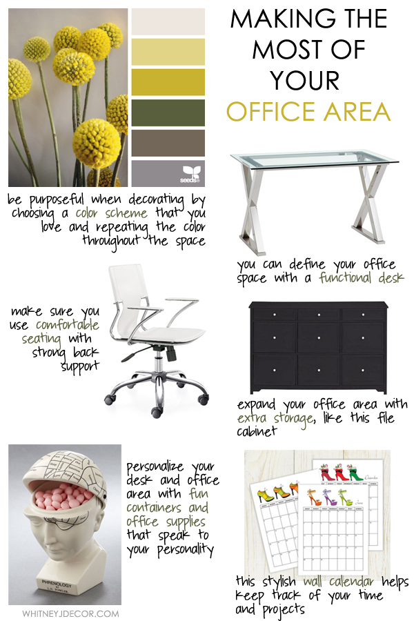 color scheme // desk // chair // file cabinet // brain container // wall calendar