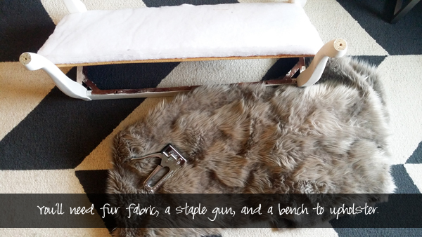 diy bench with gray fur