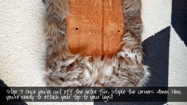 diy bench with gray fur