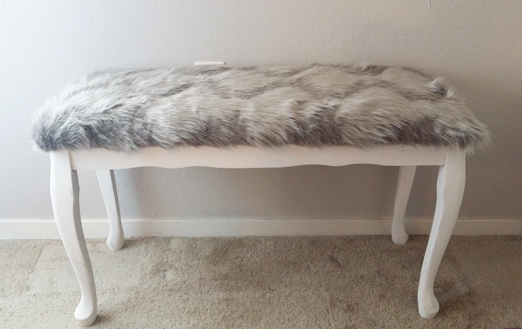 diy bench with gray fur