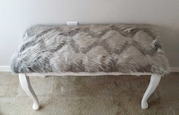 diy bench with gray fur