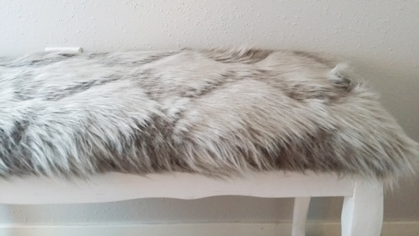 diy bench with gray fur