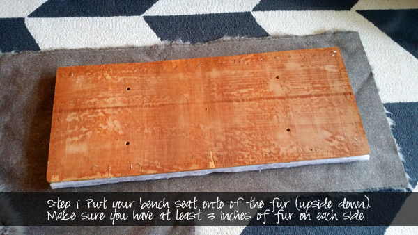 diy bench with gray fur