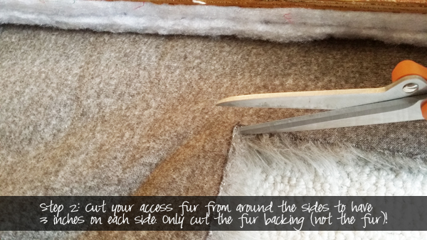 diy bench with gray fur