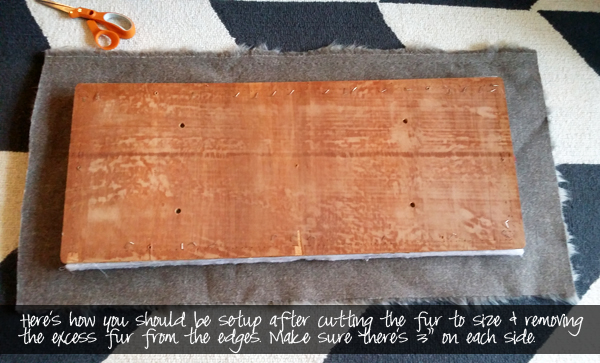 diy bench with gray fur