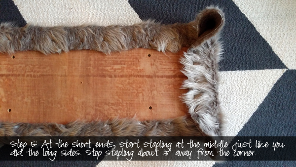 diy bench with gray fur