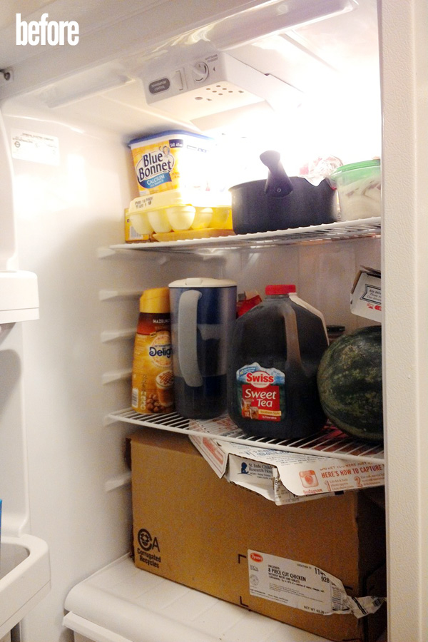 unorganized refrigerator
