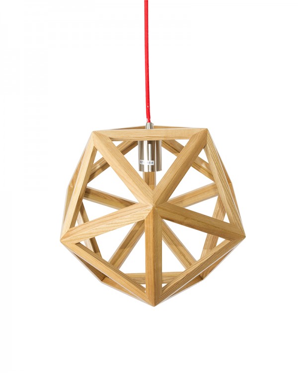 modern style polyhedron shape wooden pendant light