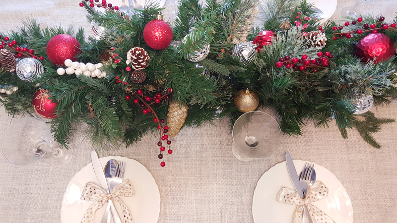 holiday diy centerpiece with christmas garland