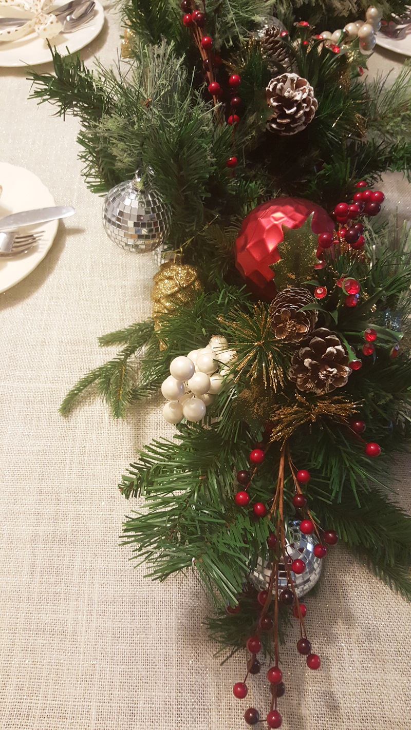 holiday diy centerpiece with christmas garland