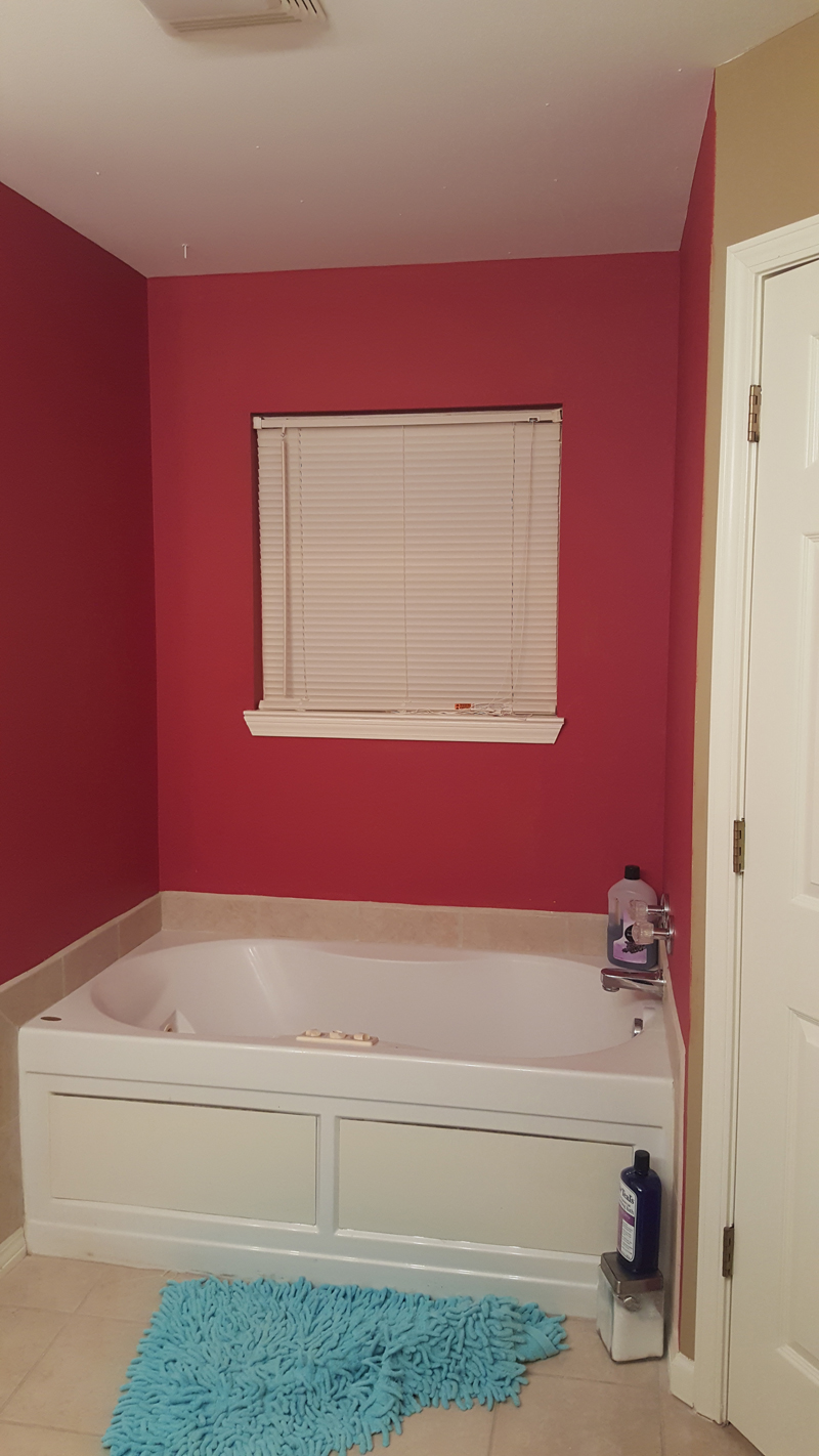 eclectic, black and white master bathroom - before