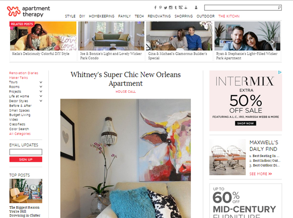 living room feature on apartment therapy