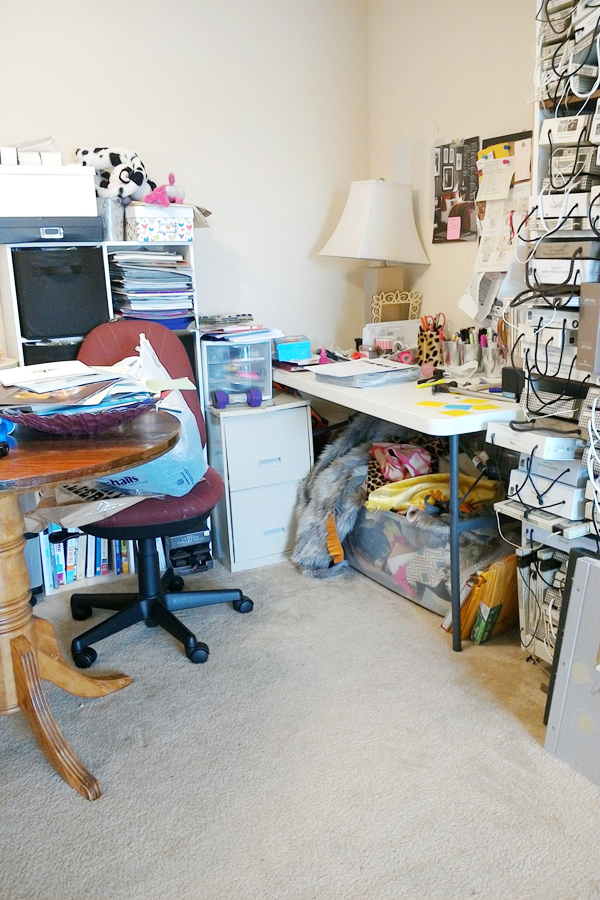 before dining room turned home office