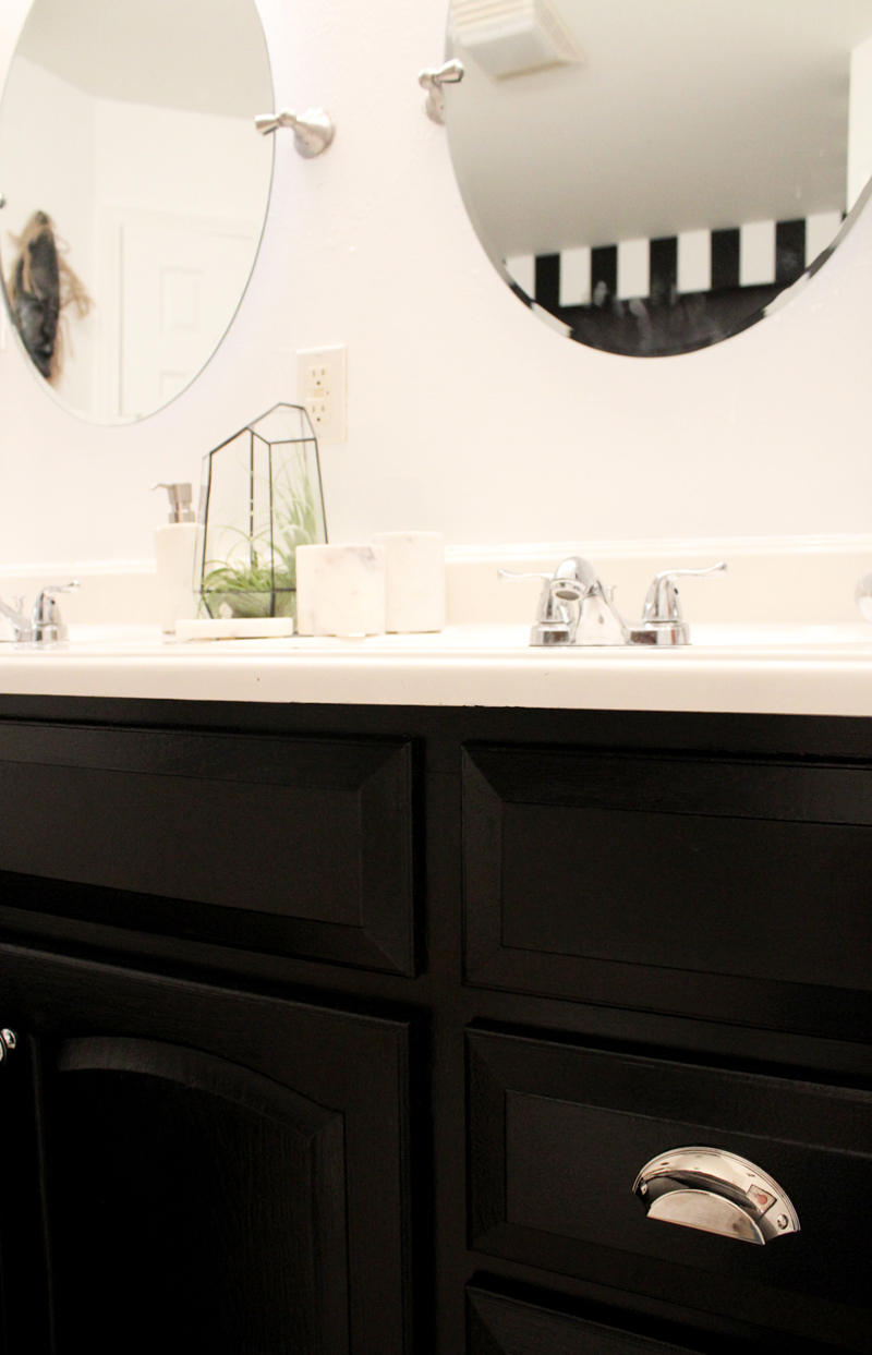 eclectic, black and white master bathroom - after