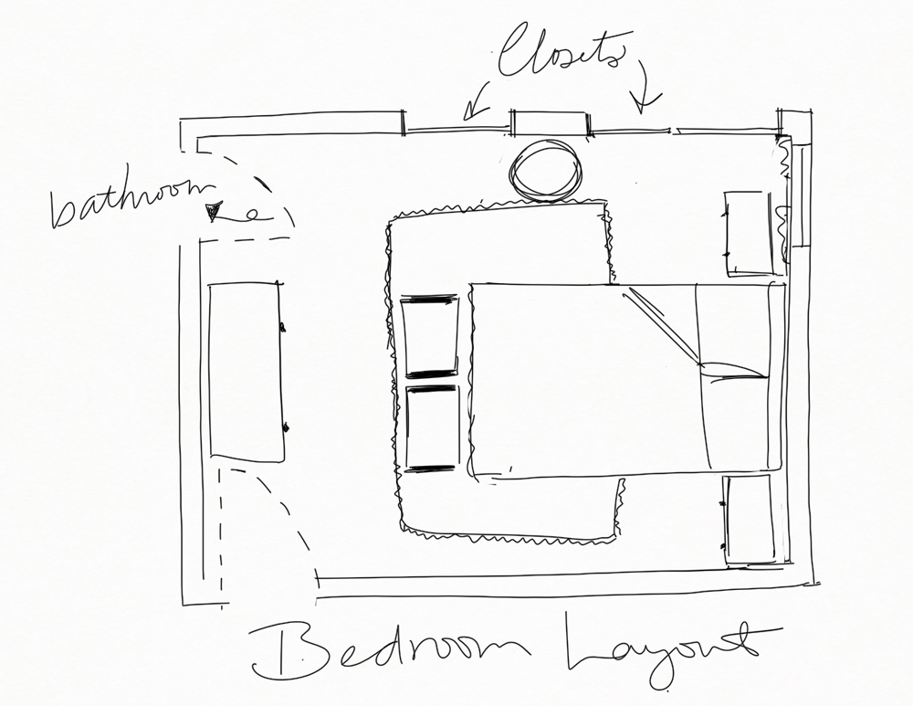 eclectic bedroom layout | one room challenge bedroom layout | my bedroom layout for the one room challenge