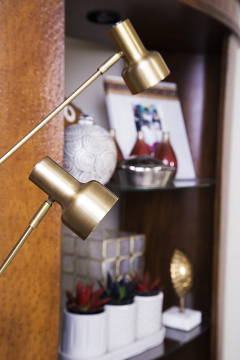 neutral living room | leather bookcase | britt smith photography