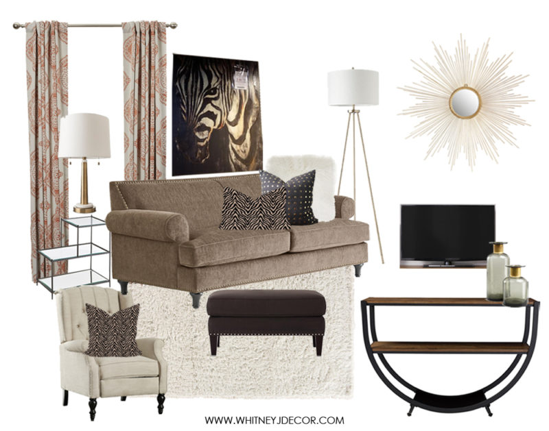neutral living room | zebra art