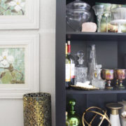 painted black bookcase with doors | bookase in living room | bookcase styling