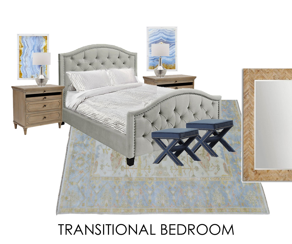 traditional room | transitional living room with traditional rug | glam living room | neutral transitional living room | blue neutral living room | soft blue living room | oushak oriental rug