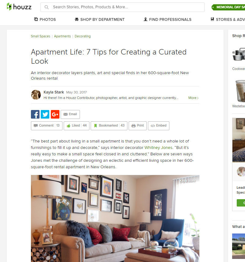 houzz small apartment feature | whitneyjdecor
