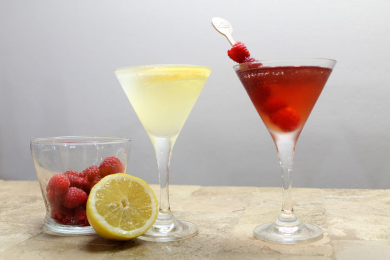 martini recipes | lemon drop martini | raspberry cosmo martini | justini cocktails | bar cart essentials
