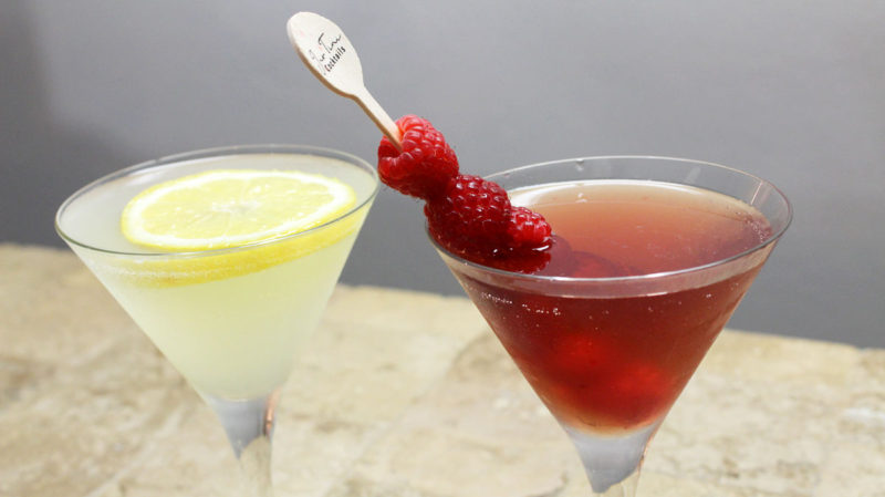 martini recipes | lemon drop martini | raspberry cosmo martini | justini cocktails | bar cart essentials
