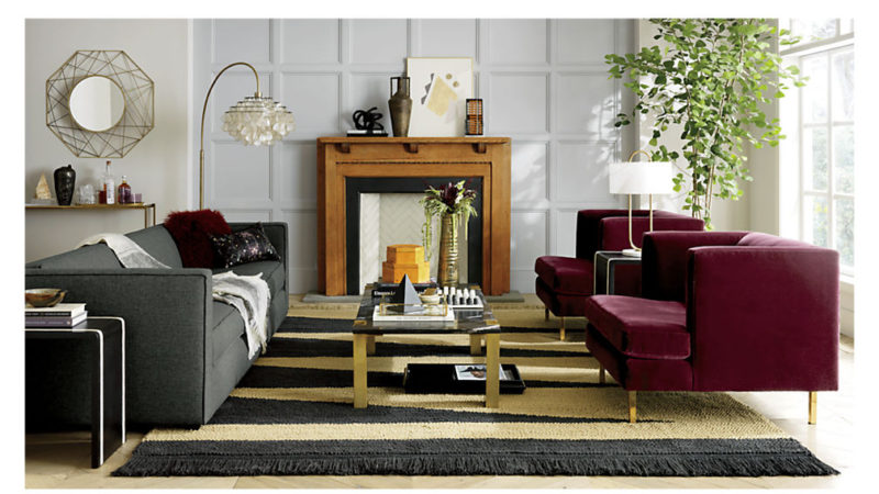 avec bergamot purple chair with brass legs