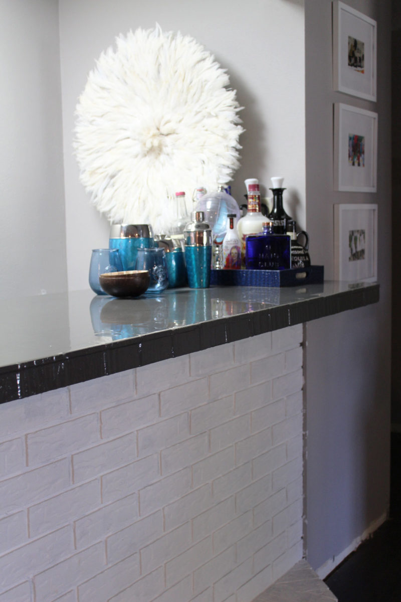 new orleans interior design | new orleans decor | new orleans homes | nola homes | nola decorator | new orleans decorator | bar ideas | built in bar ideas | bar top ideas | envirotex lite bar | painting tile backsplash | painting tile countertops | painting countertops | how to paint countertops | how to paint tile countertops | bar top makeover