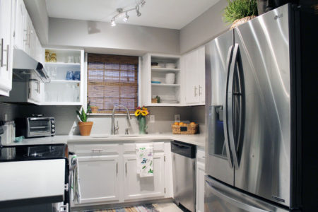 caesarstone london grey countertops | caesarstone countertops | gray and white kitchen reveal whitney j decor | caesarstone countertops | gray and white kitchen | small gray kitchen | small galley kitchen | small white kitchen | small space kitchens | tiny kitchen decor | gray and white kitchen decor | white kitchen decor | new orleans interior design | new orleans decor | new orleans homes | nola homes | nola decorator | new orleans decorator