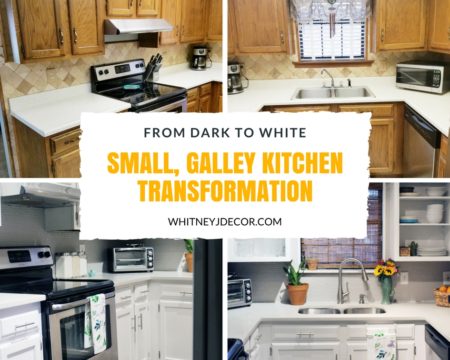 ugly small brown kitchen remodel transformation | caesarstone london grey countertops | caesarstone countertops | gray and white kitchen reveal whitney j decor | caesarstone countertops | gray and white kitchen | small gray kitchen | small galley kitchen | small white kitchen | small space kitchens | tiny kitchen decor | gray and white kitchen decor | white kitchen decor | new orleans interior design | new orleans decor | new orleans homes | nola homes | nola decorator | new orleans decorator