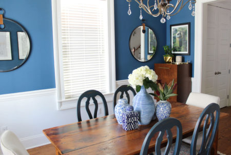 blue transitional dining room