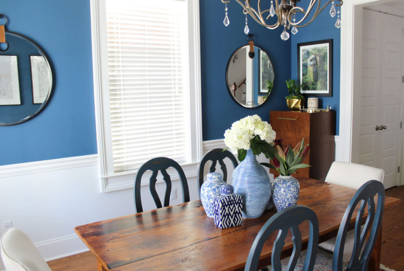 Blue, Transitional Dining Room - Whitney J Decor
