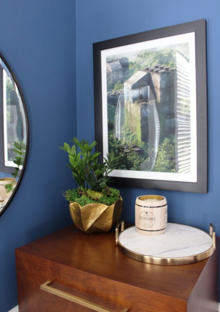 blue transitional dining room