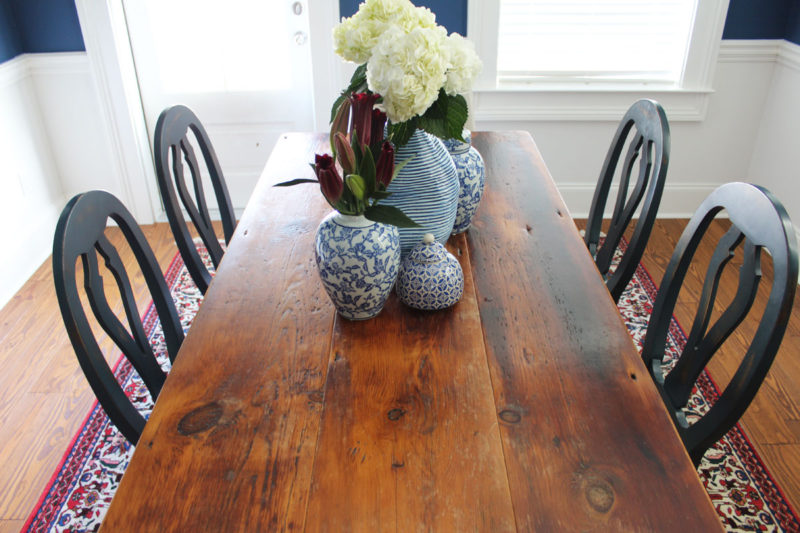 blue transitional dining room