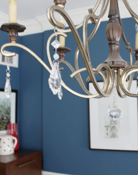 blue and white transitional dining room makeover