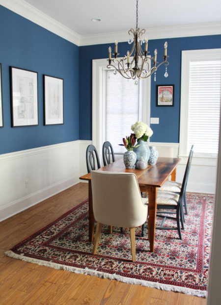 blue transitional dining room