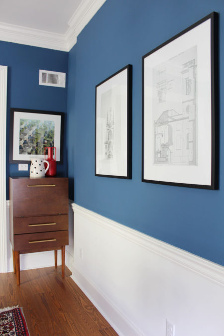 blue transitional dining room