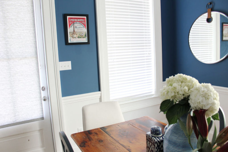 blue transitional dining room