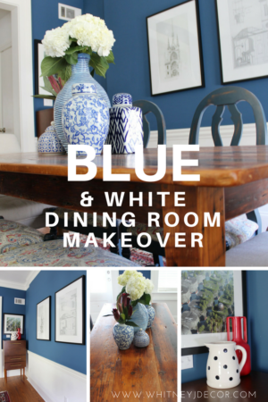Blue and White Transitional Dining Room Makeover + a White Entryway