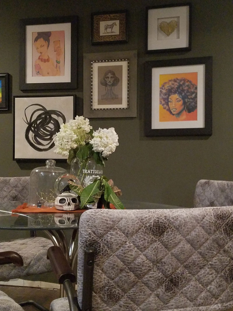 photo of my green walls and gallery wall