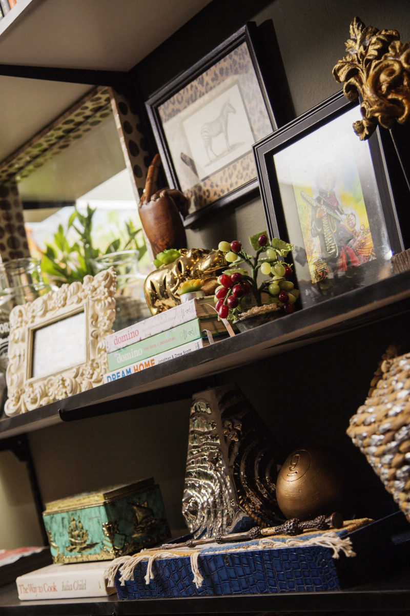 whitney jones | new orleans interior designer | whitney j decor | my living room progress | green walls in living room | green living room | wall shelves | tracking shelving