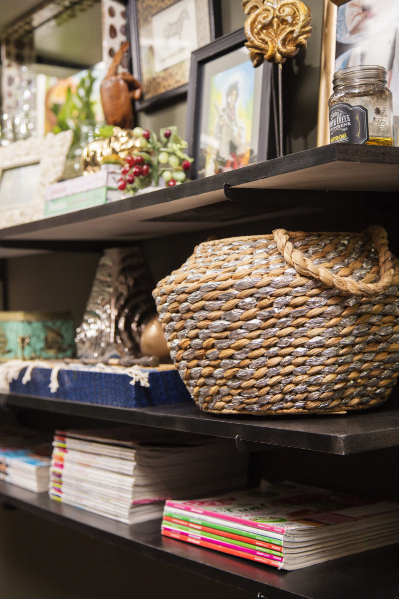 whitney jones | new orleans interior designer | whitney j decor | my living room progress | green walls in living room | green living room | wall shelves | tracking shelving