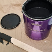 laundry room ceiling paint | behr marquee limousine leather | black laundry room ceiling | black ceiling | black bathroom ceiling